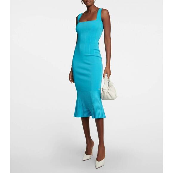 galvan blue dress long sleeve satin a-line maxi dress in blue – Bella Galvan main image 0